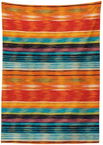 Lunadljiva meksička stolnjak, apstraktni vibrantni vintage Aztec Motiv gradijentne zamagljene linije Ekvador zanatske slike, ukrasni