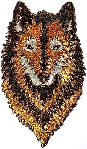 Kleenplus. Veliki veliki Jumbo Wolf Head Fox lijepa Patch naljepnica Craft zakrpe DIY aplikacija vezeni šije željezo na Patch Emblem