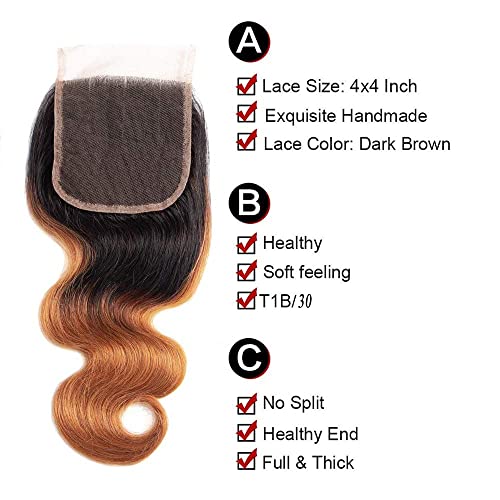 Sakula Ombre Blonde Body Wave snopovi sa zatvaračem neobrađena brazilska Remy Djevičanska kosa tijelo talas ljudska kosa 4 snopovi