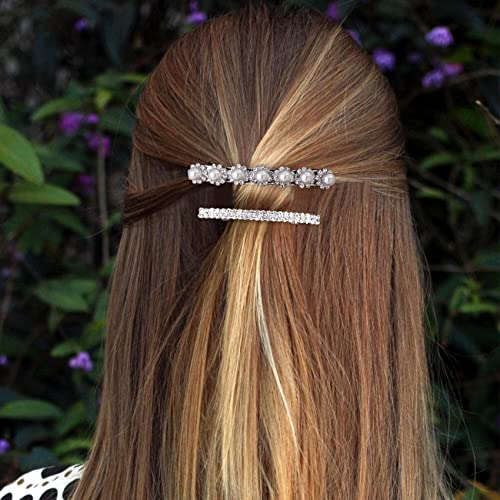 HINZIC & nbsp;4kom Pearl Rhinestone Hair Barrettes Sparkly Crystal Hair Clip francuski dizajn Bridal modni Bling Rhinestone hair Clips