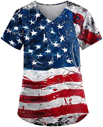 Dan nezavisnosti Shirt, Plus Size piling Tops za žene 4th July Shirts V-izrez kratke rukave bluze sa američkom zastavom majice