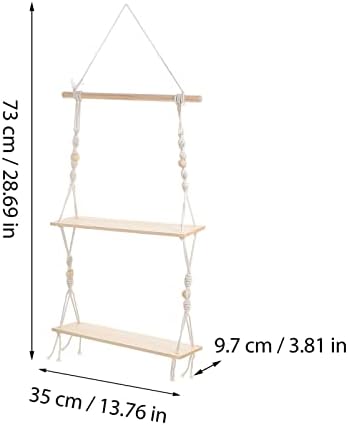 VICASKY unutarnje viseće Sadilice za zidne viseće police drvene police makrame viseće police dvoslojne viseće police unutarnji zid