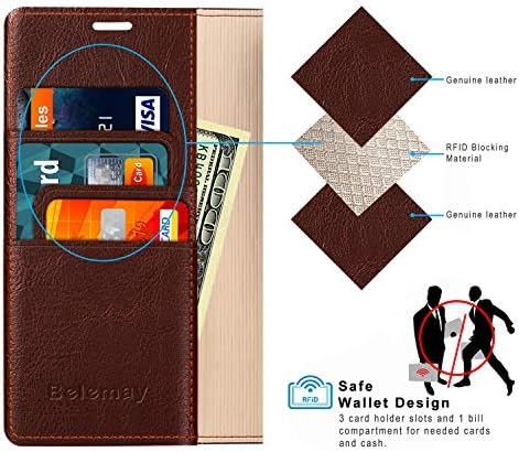 Belemay futrola za Galaxy S22 5G 6,1-inčna torbica za novčanik od prave kože RFID blokirajući držač kreditne kartice preklopni poklopac