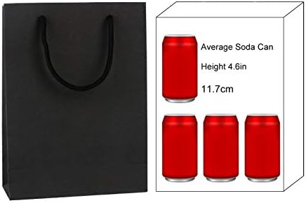 Prvostepene crne poklon torbe s ručkama, srednja poklon torba crna 7,5x3x10 inča pakovanja od 20
