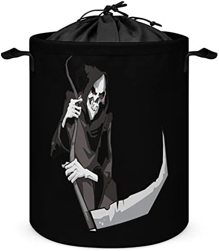 Grim Reaper Death okrugla torba za veš vodootporna korpa za odlaganje sa poklopcem i ručkom za vezice