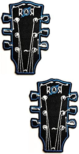 Kleenplus 2kom. Električna gitara gvožđe na zakrpama glava gitare Crna Plava crtana deca modni stil vezeni motiv Applique dekoracija