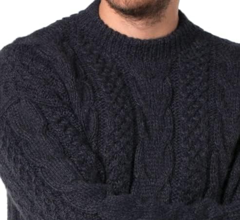 Gamboa - ručni džemper Alpaca - kabel pletena alpaca džemper tamno siva