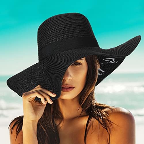 3 kom gaze za plažu za žene za žene djevojke sklopiva slamna šešir crni sunčani šešir sa širokim obodom za ljetno plaža za odmor