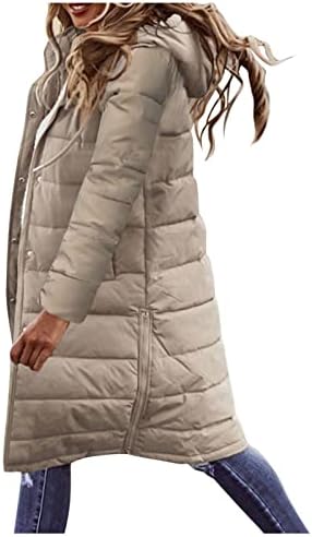 Zimski kaput za žensku kaputicu sa kapuljačom sa kapuljačom od čvrstog boja Čvrsta boja kardigan dugačka pamučna teška plus veličina