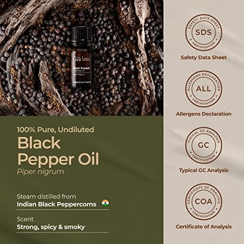 Gya Labs Crni biber Eterično ulje za olakšanje bolova - Crna paprika esencijalna ulja za suzbijanje dimnih navika