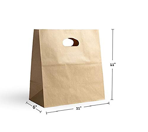 PTP torbe prirodni 11 x 6& 34; x 11 Die Cut Tote Torbe [paket 500] Kraft papir poklon, usluge hrane torbe