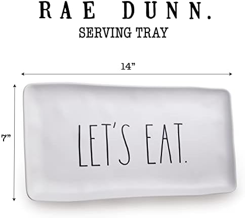 Rae Dunn Melamin posluživši natkriveno perilica posuđa Sigurna bijela pravokutna desertna ploča / Ploče za salatu - Posluživanje ladica