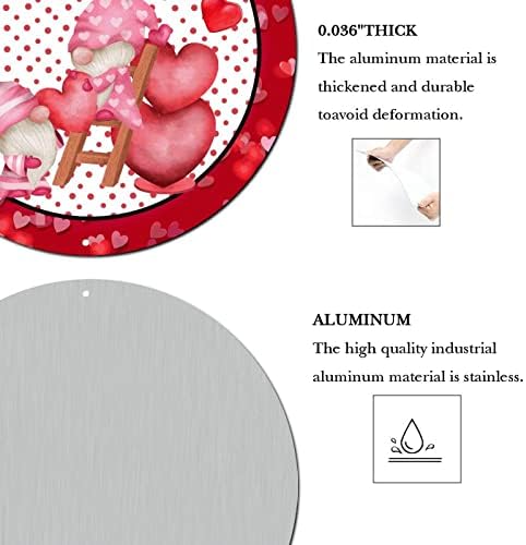 Okrugli metalni valentinovo vijenac znakovi Gnome Parovi Budite minski crveni srčani uzorak za angažman zidne umjetnosti Vintage aluminijumski