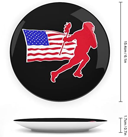 Lacrosse Player American Flagceramička ploča sa postoljem Custom Bone Kina Početna ploča za kućnu kuhinju