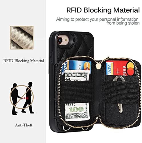 Miimall kompatibilni iPhone SE 2022 Case Wallet, iPhone SE 2020 Case, 2 u 1 odvojiva magnetna PU koža sa držačem kartice Crossbody