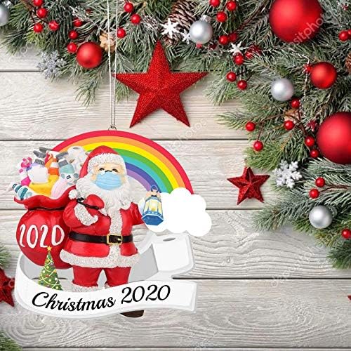 Božić ukras ukrasi-Santa nosi Face_Masks ukrasiti-2020 Božić Holiday Hanging Ornament - Božić Tree Decorations Resin slatka Santa Claus-Božić kreativni poklon - us SHIPPING