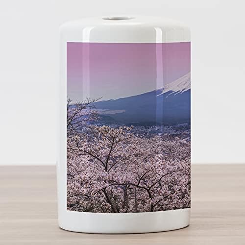 Držač za četkicu za zube za zube AMBESONNE, proljetna sezona slikovit cherry cvjetova Sakura ružičasti ljubičasti tonovi, ukrasna svestrana kontratona za kupaonicu, 4,5 x 2,7, jILAC i višebojni