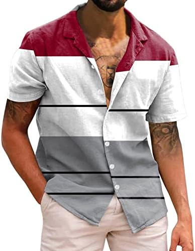 Bmisegm ljetne plaže majice za muškarce muškarci Casual kratki rukav proljeće ljeto odbojni vrat 3D Dress Shirt dugme dolje ovratnik