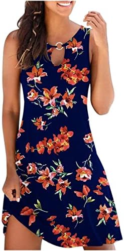 WPoumv ljetne haljine za žene plaža cvjetna tiskana majica sandresses bez rukava casual labava haljina u trendandi mini haljina