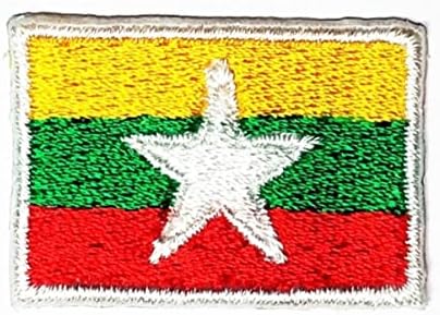 Kleenplus 0. 6X1.1 inč. Mini država nacionalna zastava Mjanmara vezena aplikacija pegla na šivenju zakrpa kvadratnog oblika Flag zakrpe