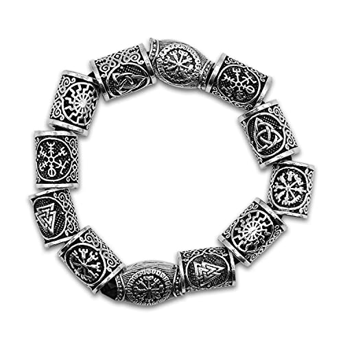 12kom Premium Viking Beard Bead, Celtic Knot Hair Rings Amulet, Viking Rune perle za kosu pletenice pletenica narukvica privjesak ogrlica, srebrni Metal Paracord perle brada prstenovi Hair Accessories Decor