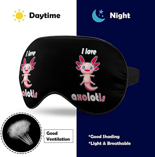 Volim Axolotl masku za oči za noć za spavanje noć za povezivanje sa podesivim kaišem za muškarce koje žene trave joga nap