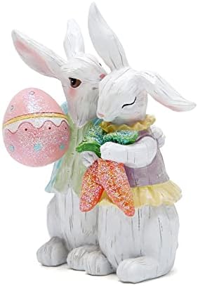 Hodao set od 2 Uskršnje zeko par ukrase Proljeće Uskršnji dekor zečjeg dekora figurice ukrasi za zabavu Kućni odmor Slatka zec Uskrsnog