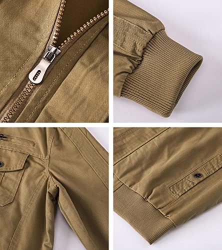 Anzerll Muška pamučna lagana jakna vojni stalak ovratnik casual full Zipper Multi džepni vjetrovka