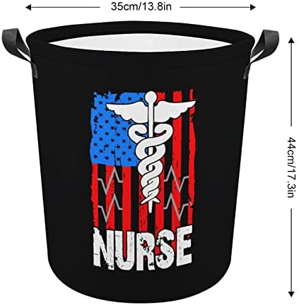 Medicinska sestra Patriotska Američka korpa za veš sa zastavom SAD sklopiva korpa za veš torba za odlaganje sa ručkama za kućni Hotel