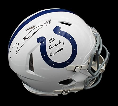 Robert Mathis potpisao Indianapolis Colts Speed autentični NFL kacigu sa 52 prisiljeni Fumbles!NFL Helmets inscription-Autographed