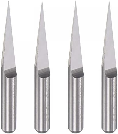 Uxcell guma za graviranje rutera, 1/8 3.175mm SHANK 0,2mm Tip od 10 stupnjeva CARBID CNC 3D glodalica, za rezbarenje akril PVC MDF plastike, 4pcs