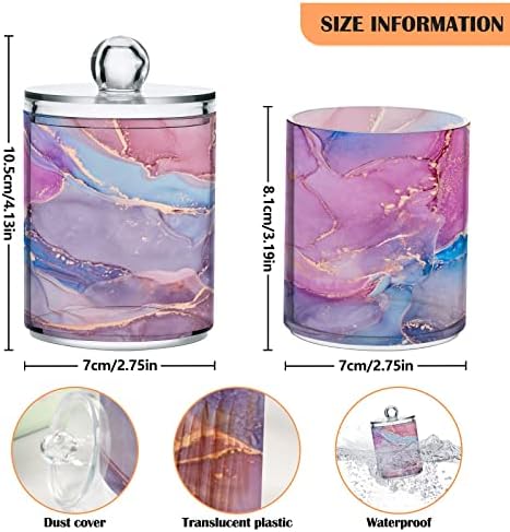 Alaza 2 Pack Qtip Holder Dispenser Pink Pastel Mramorna kupaonica Kanisteri za pamučne kuglice / brise / jastučići / konac, plastične staklenke za apoteke za ispraznost 328