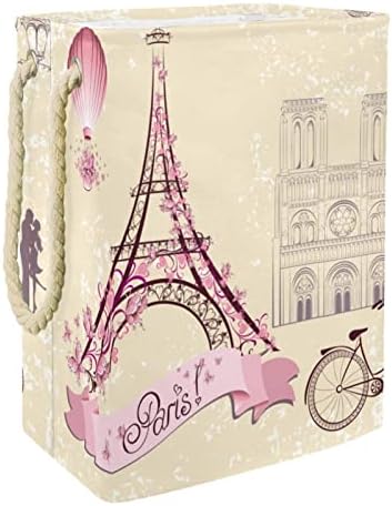 Pink Paris Eiffelov toranj torbe za čuvanje korpe za veš za bicikle ugrađena podstava sa odvojivim nosačima sklopiva korpa za veš