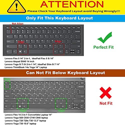 CaseBuy tastatura poklopac kože za Lenovo Flex 5 14 2-u-1 Laptop, Idepad S540 14 inča, IdeaPad Flex 5 5i 14, Lenovo Yoga 5i 7i 9i