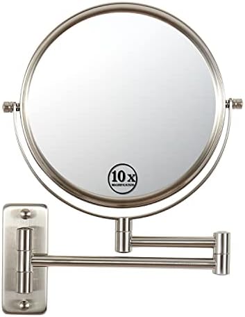 Erlingeryi zidno ogledalo za šminkanje 10x ogledalo za uvećanje dvostrano ogledalo za šminkanje za kupatilo, 8 nikl završna obrada