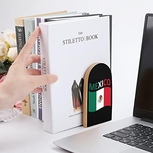 Zastava Meksika drveni Bookends Neklizajući Štandovi za knjige držač knjiga krajevi knjiga podržava police za knjige Decor 1 par