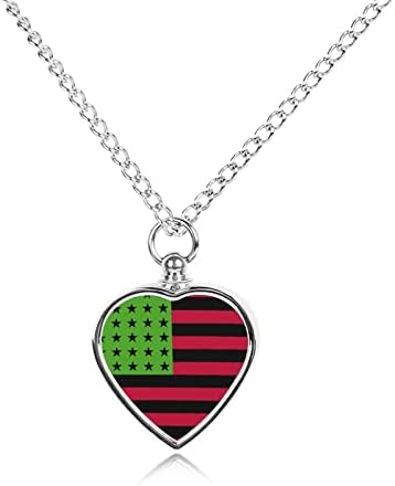 Pan African American Flag pet urna ogrlica kremiranje srce privjesak spomen uspomena nakit za pse mačke pepeo žene