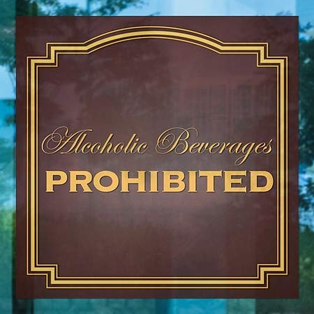 CGsignLab | Alkoholna pića zabranjena - klasična smeđa prozor Cling | 24 x24