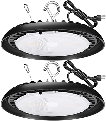 2pack 150W LED svjetlo za skladište, 120V 5000k dnevno svjetlo, 19500lm, NLO LED lampica sa visokim lampicama sa US Plug 6FT kablom,