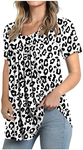 LCEPCY 2023 Ženska proljetna jesen tunika Top kratkih rukava Ležerne prilike za kratke majice udobne labave bluze