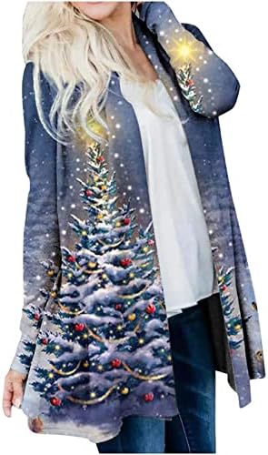 Ružni božićni džemperi za žene 2022 plus veličina casual moda jesen zimski lagani kardigan s dugim rukavima otvorene prednje smiješne