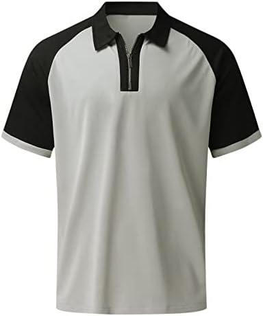 XXBR muški patentni košulje s kratkim rukavima Polo majica Ljetni zip vrat Oključavanje Ogrlica boja Block Patchwork Casual majica