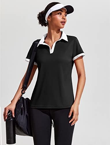 Coorun ženska golf majica kratki rukav polo majica V izrez Atletski vrhovi brzo suhi upf 50+ teniskih košulja sa ovratnikom