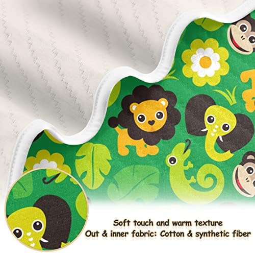 Swaddle pokrivač lava slona majmuna guštera pamučna pokrivačica za dojenčad, primanje pokrivača, lagana mekana prekrivačica za krevetić, kolica, rabljebe, 30x40 u zelenom