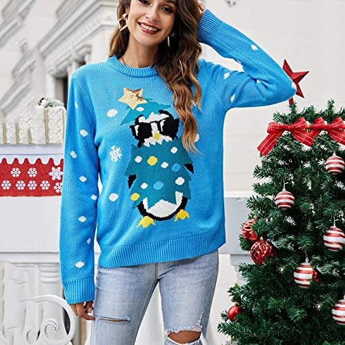 Plus veličine božićni džemper za žene ružni božićni džemperi Pulover casual labavo pletene duksere tuničke vrhove bluza