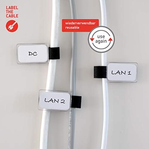 Oznaka The Cable LTC-2510 LTC mini oznake-crne upravljačke kablove sa naljepnicama / ponovno korisnim kukom i rubom / kablovskom organizatorom, 10PS