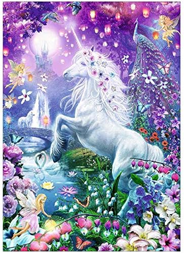 Fegaga Diamond Art Unicorn Animal, 5d puna bušilica boja s dijamantskim bojama Unicorn komplet za odrasle slika po broju kompleti