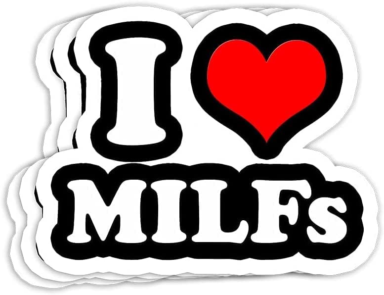 Volim Dan Milfs Majčin smiješne i srce milfs muž šale poklon ukrase - 4x3 vinilne naljepnice, naljepnica laptopa, naljepnica za boce