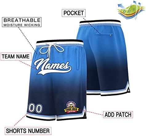 Prilagođene gradijentne košarkaške kratke hlače za sportske vježbe za trčanje personalizirani Logo broja imena za muškarce omladinu