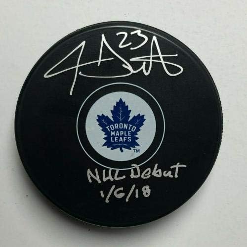 Travis Dermott potpisao Toronto Maple Leafs Hockey Pak NHL Debut PSA AF36492-potpisani NHL Pak